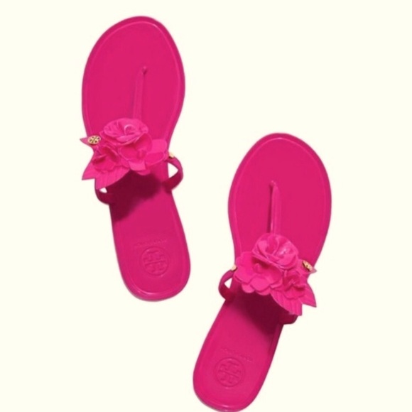pink tory burch jelly sandals